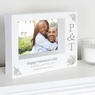 Dunelm Personalised Couples Initials Landscape Box Photo Frame White