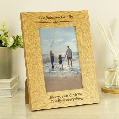 Dunelm Personalised Formal Oak Effect Portrait Photo Frame Natural