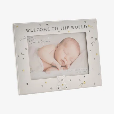Dunelm Bambino Resin Welcome To The World Photo Frame White