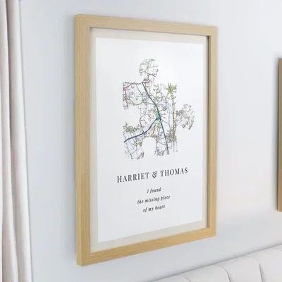 Dunelm Personalised Present Day Map Puzzle Piece Poster Frame