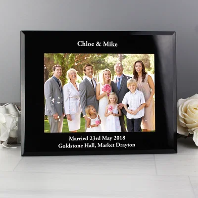 Dunelm Personalised Black Glass Landscape Photo Frame Black