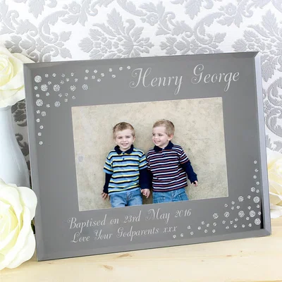 Dunelm Personalised Diamante Glass Landscape Photo Frame Clear
