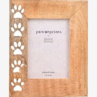 Dunelm Best Of Breed Paw Prints Mango Wood Photo Frame