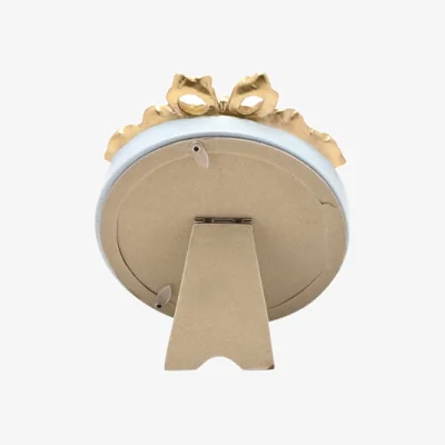 Dunelm Hestia Soft Blue Round Photo Frame with Gold Bow