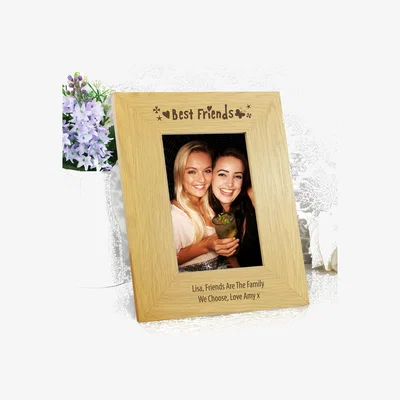 Dunelm Personalised Oak Effect Best Friends Portrait Photo Frame Natural