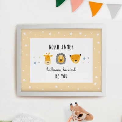 Dunelm Personalised Scandi Animals Poster Frame