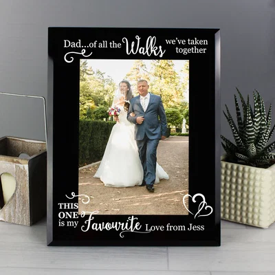 Dunelm Personalised Of All the Walks Wedding Black Glass Portrait Photo Frame Black