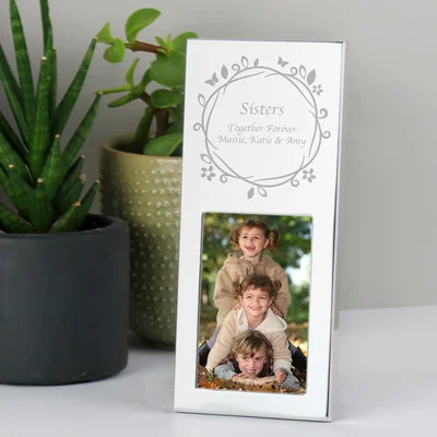 Dunelm Personalised Small Butterfly Swirl Silver Portrait Photo Frame Silver