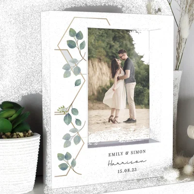 Dunelm Personalised Botanical Portrait Box Photo Frame White