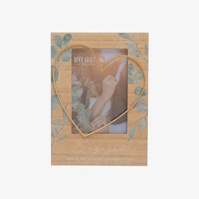 Dunelm Love Story Engaged Wire Heart Photo Frame Brown