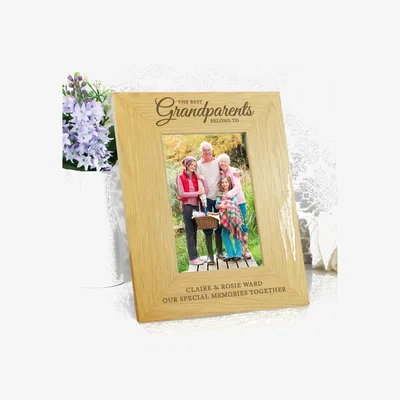 Dunelm Personalised The Best Grandparents Light Wood Portrait Photo Frame Natural