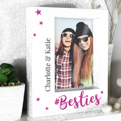 Dunelm Personalised Besties Portrait Box Photo Frame White