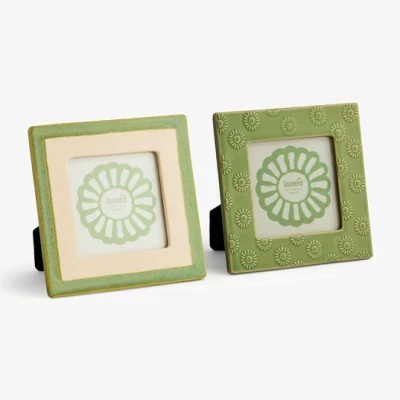 Dunelm Set of 2 Green Ceramic Square Photo Frames