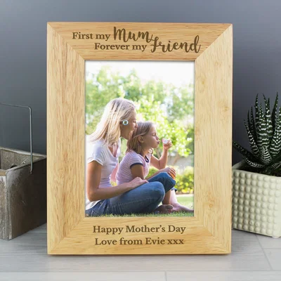 Dunelm Personalised First My Mum Forever My Friend Light Wood Portrait Photo Frame Natural