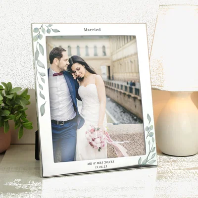 Dunelm Personalised Botanical Silver Portrait Photo Frame Silver
