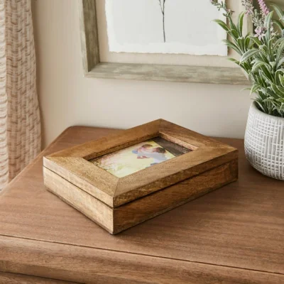 Dunelm Wooden Trinket Box with Photo Frame Lid