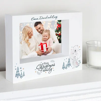 Dunelm Personalised Polar Bear 1st Christmas As A Family Box Photo Frame White