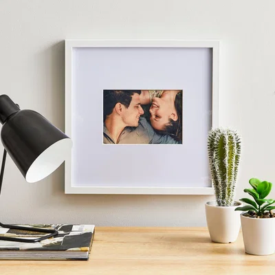 Dunelm White Oversized Mount Frame 7" x 5" (18cm x 12cm) White and Blue