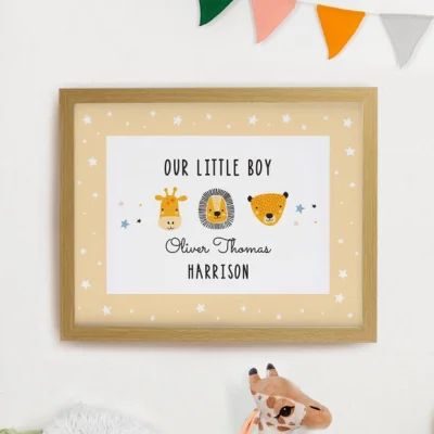 Dunelm Personalised Safari Animals Poster Frame