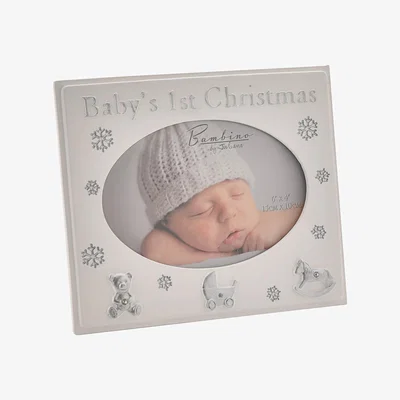 Dunelm Bambino Resin "Baby's 1st Christmas" Photo Frame White