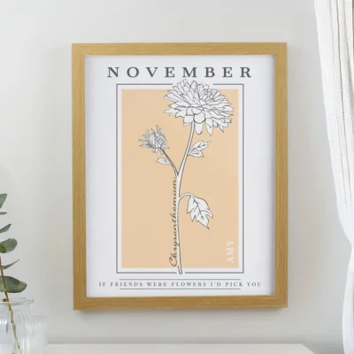 Dunelm Personalised Birth Flower Poster Frame