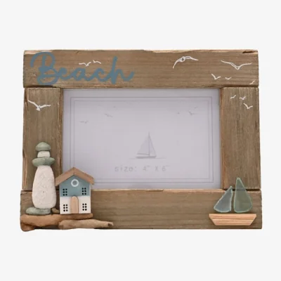 Dunelm Love Life By The Sea Driftwood & Sea Glass Photo Frame