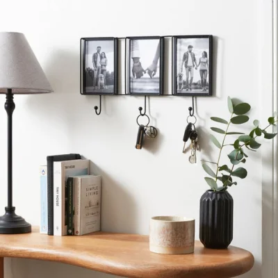 Dunelm Black Metal Multi Photo Frame with Key Hooks