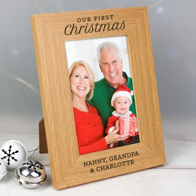Dunelm Personalised Our First Christmas Photo Frame Wood (Brown)