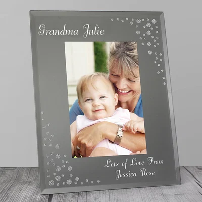 Dunelm Personalised Classic Diamante Glass Portrait Photo Frame Clear