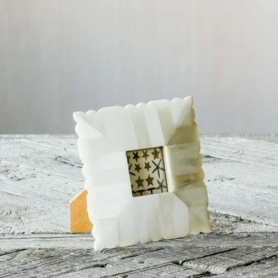 Graham & Green Scalloped Dome White Bone Square Frame