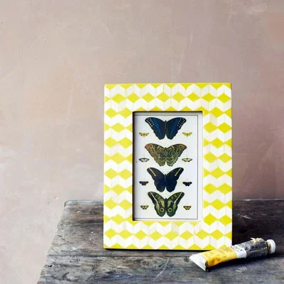 Graham & Green Yellow and White Chevron Bone Frame