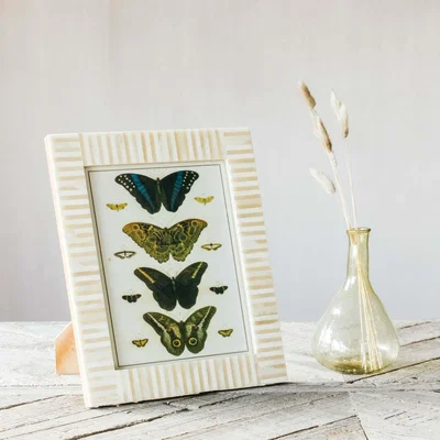 Graham & Green Carved Stripe White Bone Frame