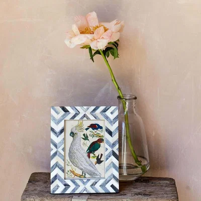 Graham & Green White and Grey Chevron Bone Frame