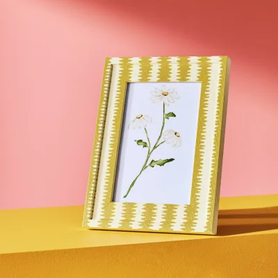 Habitat "Habitat Mustard Fabric Printed Yellow Picture Frame - 4x6"""