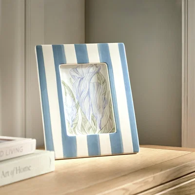 Habitat "Habitat Blue Ceramic Stripe Picture Frame - 5x7"""