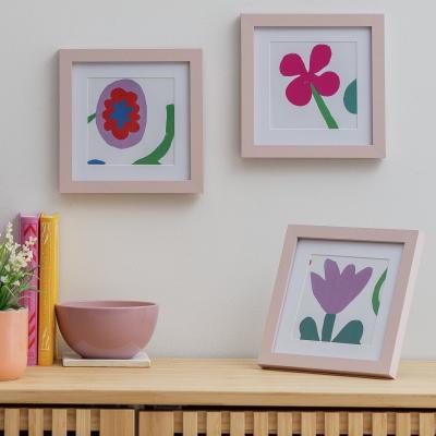 Habitat Habitat Wooden Picture Frame - Pack of 3 - Pink - 11x11cm