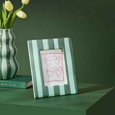 Habitat "Habitat Stripe Green Earthenware Picture Frame - 5x7"""