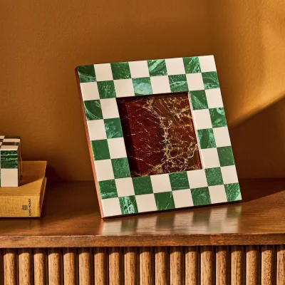 Habitat "Habitat Checkered Green Resin Picture Frame - 5x5"""
