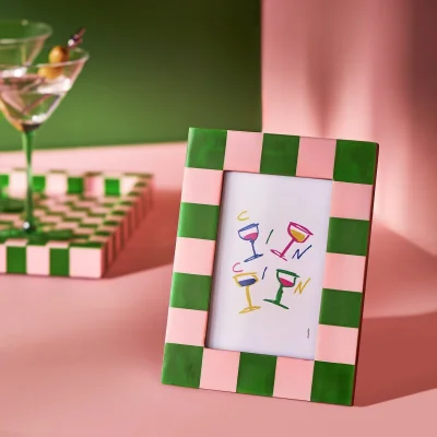 Habitat "Habitat Brights Checkerboard Pink & Green Resin Picture Frame - 4x6"""