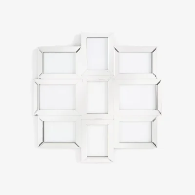 John Lewis John Lewis & Partners Simple Bevel Multi-aperture Photo Frame, 9 Photo, Clear