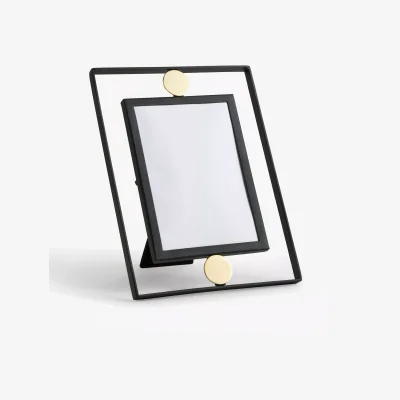 John Lewis John Lewis Deco Metal Photo Frame, 5 x 7 (13 x 18cm), Black/Brass