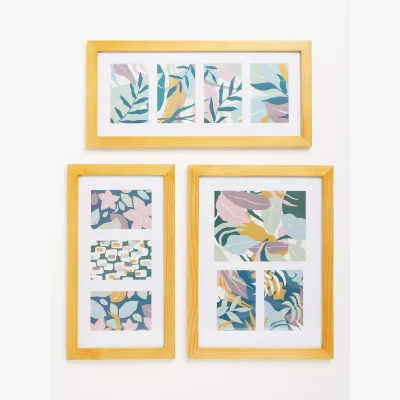 John Lewis John Lewis Gallery Set Multi-aperture Wood Photo Frames & Mounts, 10 Photo, Natural