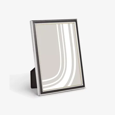 John Lewis John Lewis & Partners Enamel Photo Frame, Silver Plated/Black