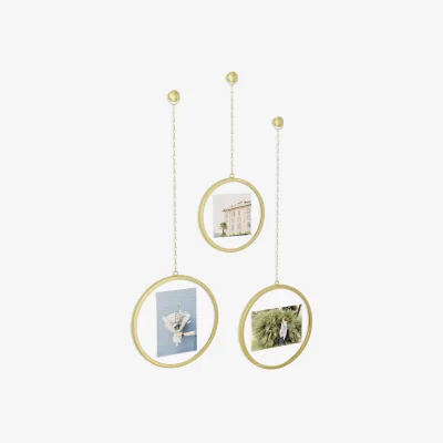 John Lewis Umbra Fotochain Multi-aperture Photo Frame Display, 3 Photo, Brass