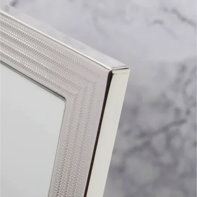 John Lewis Elegance by Impressions Herringbone Photo Frame, Silver Plated
