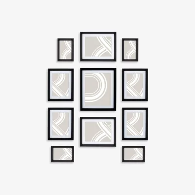 John Lewis John Lewis & Partners Gallery Set Multi-aperture Photo Frames, 11 Photo, Black