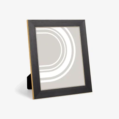 John Lewis John Lewis & Partners Flat Wood-Effect Photo Frame, Black/Gold