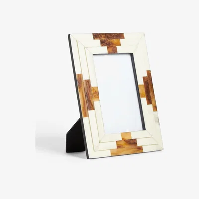 John Lewis John Lewis Tortoiseshell-Effect Triangle Photo Frame, White/Brown