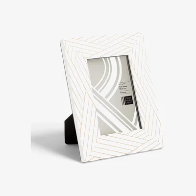 John Lewis John Lewis Striped Wood-Effect Photo Frame, 4 x 6" (10 x 15cm), White