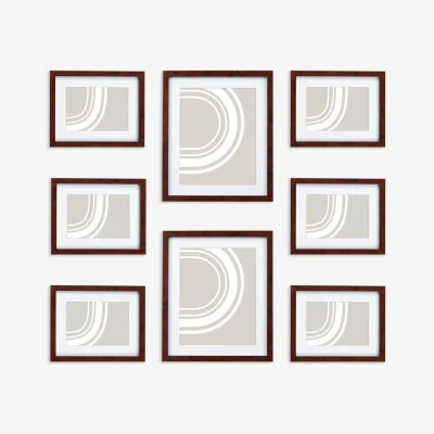 John Lewis John Lewis & Partners Gallery Set Multi-aperture Photo Frames, 8 Photo, Walnut